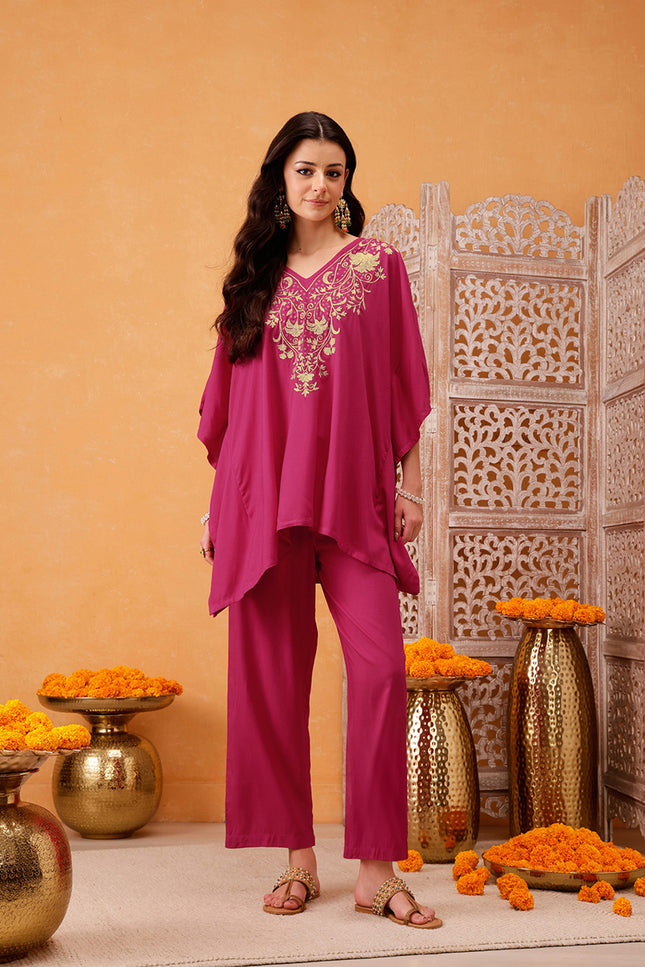Qazmi Parvin Kashmiri Zari Work Kaftan CoOrd Set
