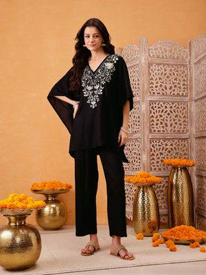 Qazmi Parvin Kashmiri Zari Work Kaftan CoOrd Set