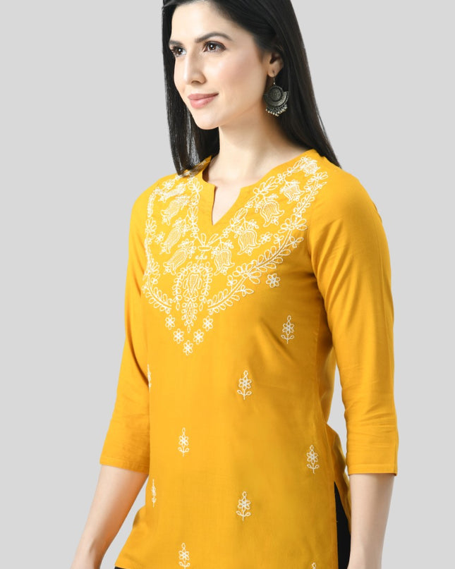 Chikan Short Kurti For Women