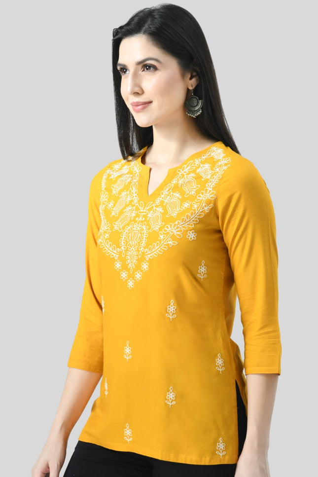Chikan Short Kurti For Women