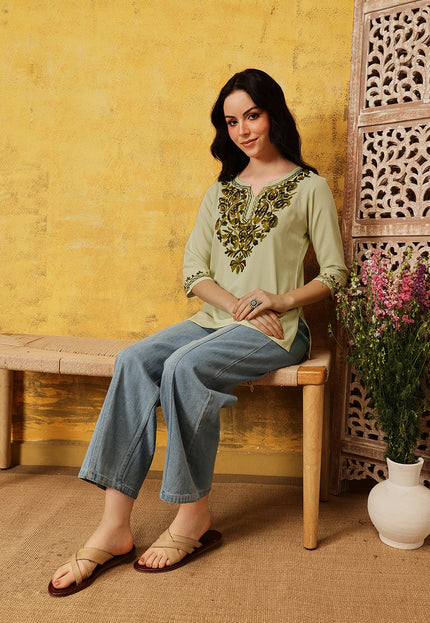 Qazmi Women's Kashmiri Aari Work Kurti