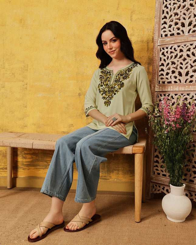 Qazmi Women's Kashmiri Aari Work Kurti