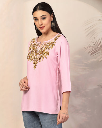 Aliyna Pink Short Kurti For Women