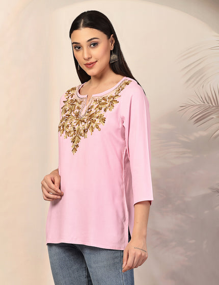 Aliyna Pink Short Kurti For Women