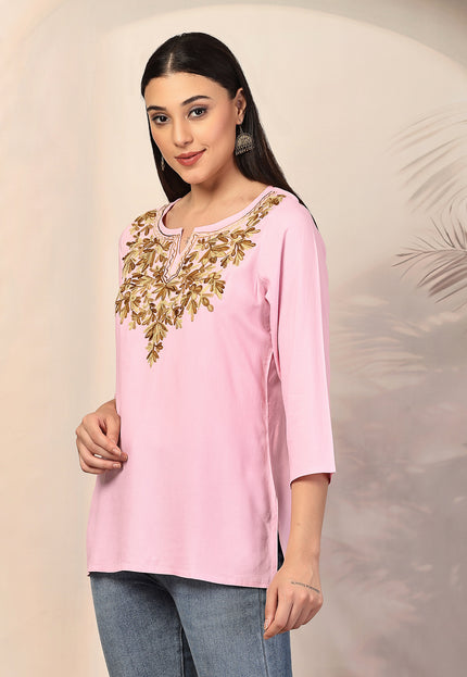 Aliyna Pink Short Kurti For Women