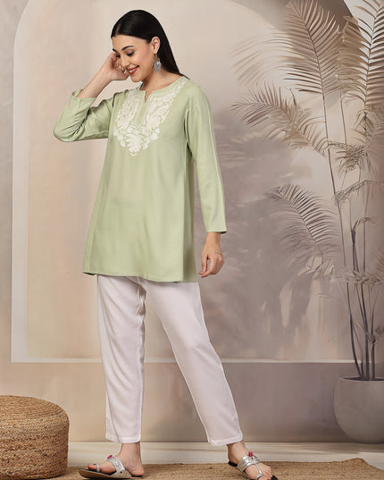 Pista Green Aari Co-Ord Set Set for Women