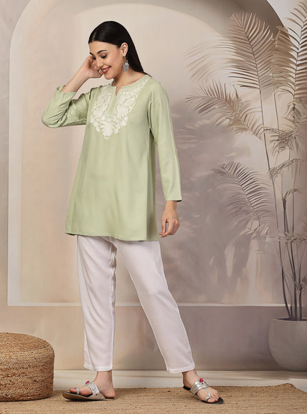 Pista Green Aari Co-Ord Set Set for Women