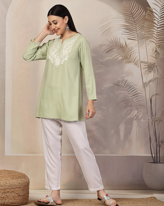 Pista Green Aari Co-Ord Set Set for Women