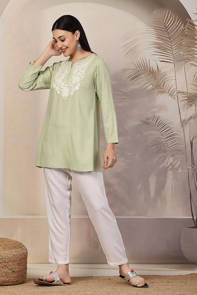 Pista Green Aari Co-Ord Set Set for Women
