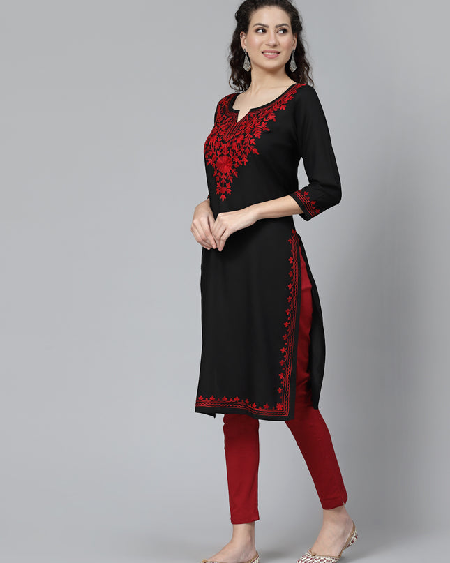 Black Maron Aari Long Kurti For Women