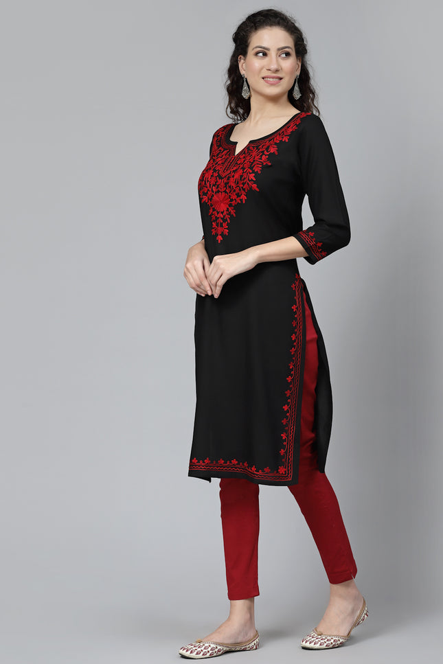 Black Maron Aari Long Kurti For Women