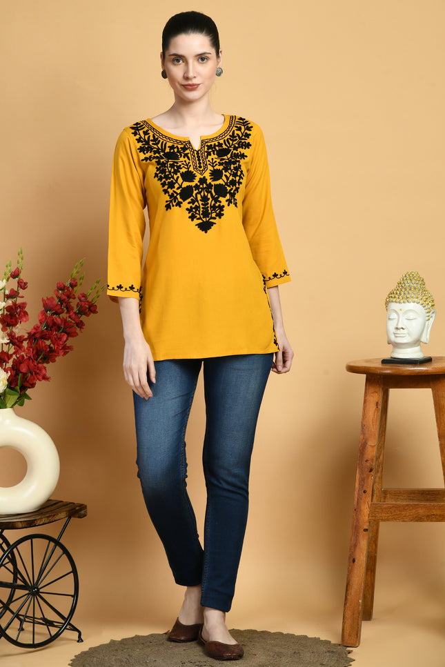 Mayra Aari Embroidered Short Kurti For Women