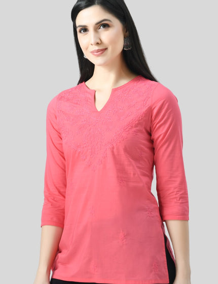 Self Chikan Short Kurti For Women