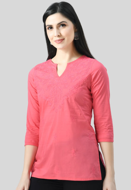 Self Chikan Short Kurti For Women