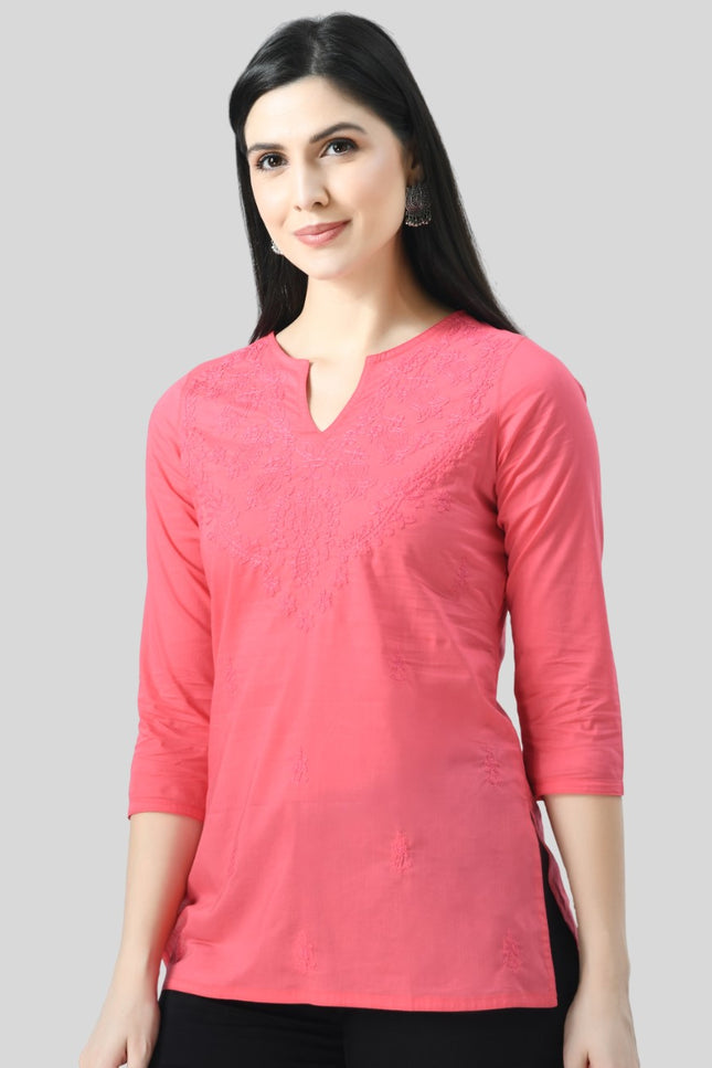 Self Chikan Short Kurti For Women