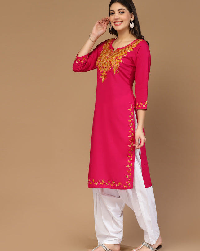 Zeenat Aari Pink Long Kurti For Women