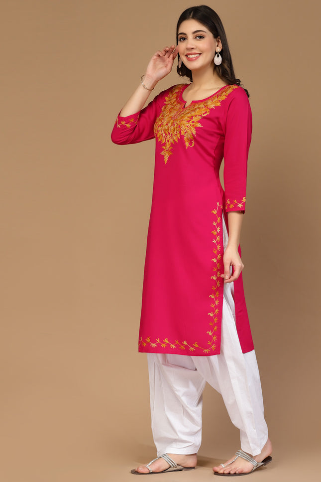Zeenat Aari Pink Long Kurti For Women