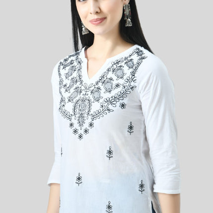 Chikan Short Kurti For Women