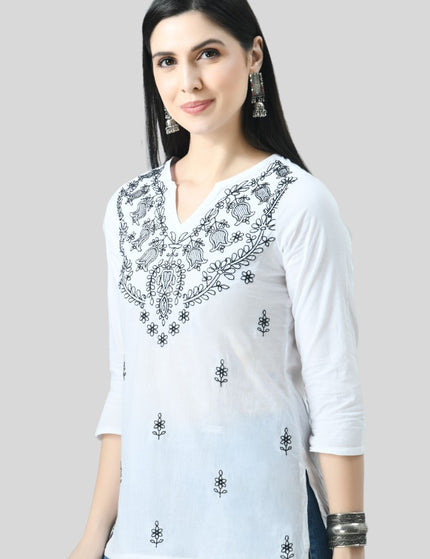 Chikan Short Kurti For Women