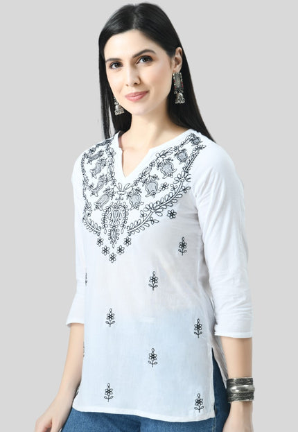 Chikan Short Kurti For Women