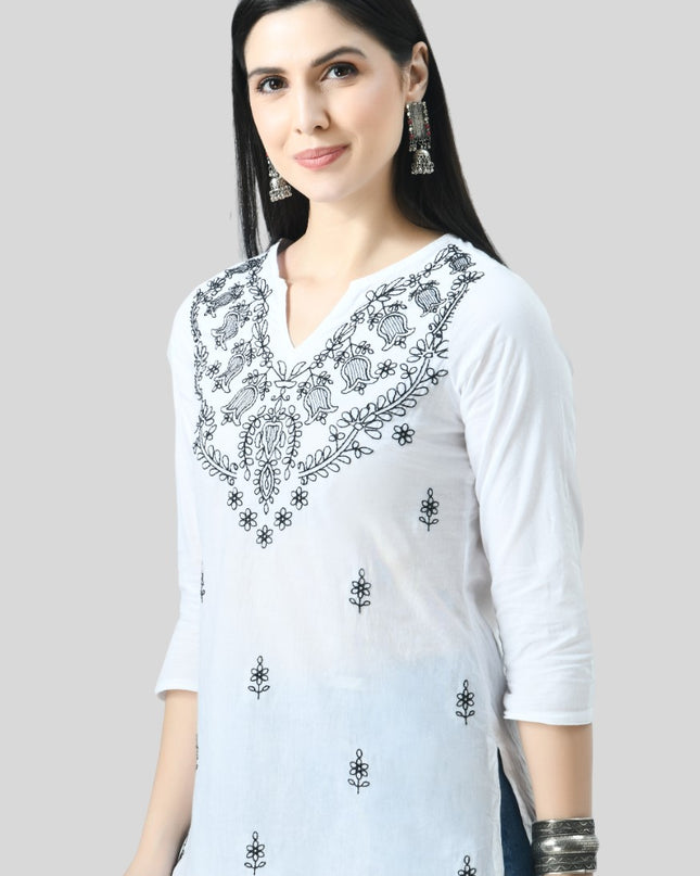 Chikan Short Kurti For Women