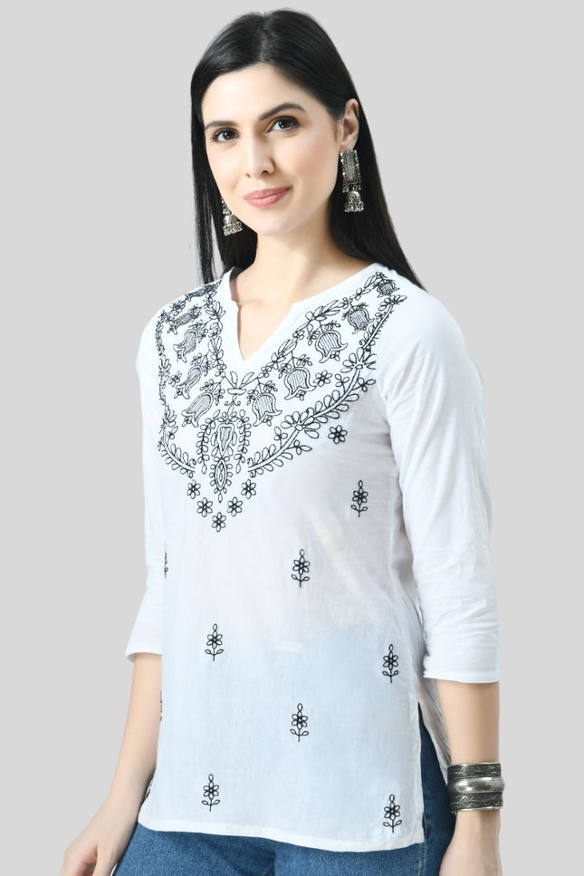 Chikan Short Kurti For Women