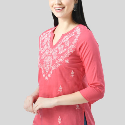 Chikan Short Kurti For Women