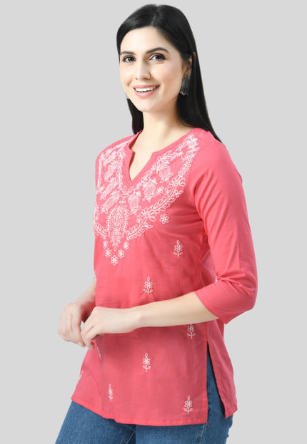 Chikan Short Kurti For Women