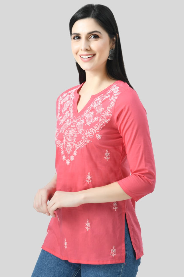 Chikan Short Kurti For Women