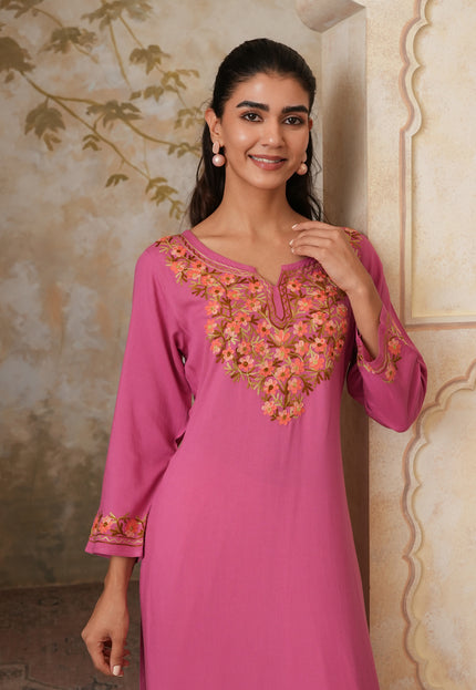 Huma Aari Work Straight Kurta