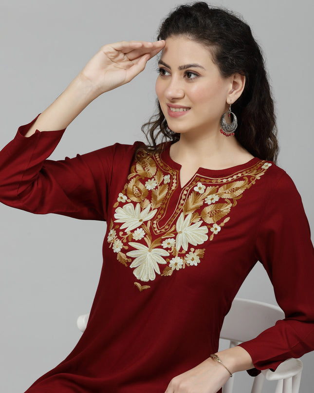 Maroon Aari Co-Ord Set for Women