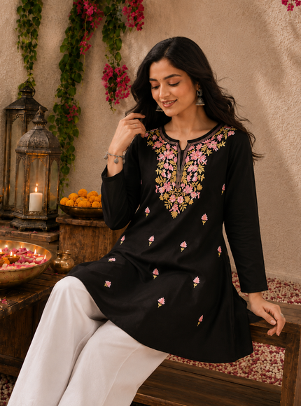 Qazmi Women's Kashmiri A-Line  Flared Kurti