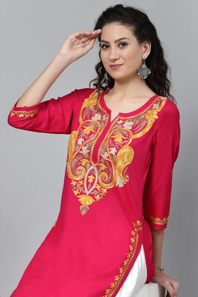 QAZMI Kashmiri Embroidered Straight Kurta