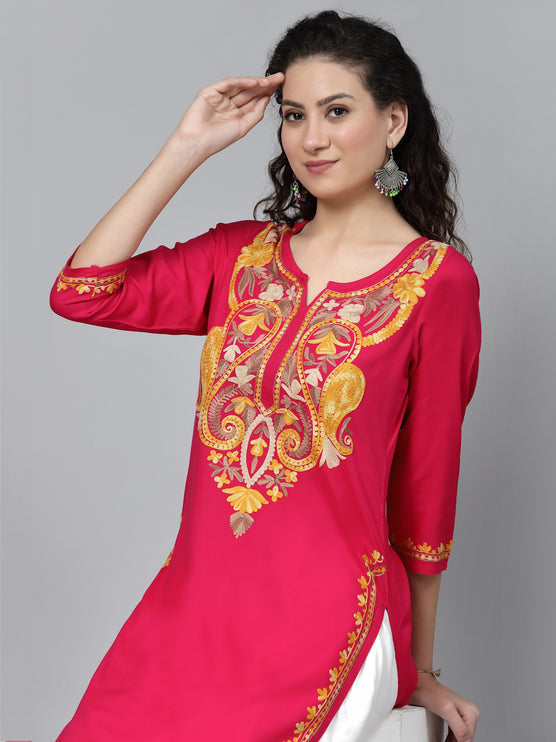 QAZMI Kashmiri Embroidered Straight Kurta