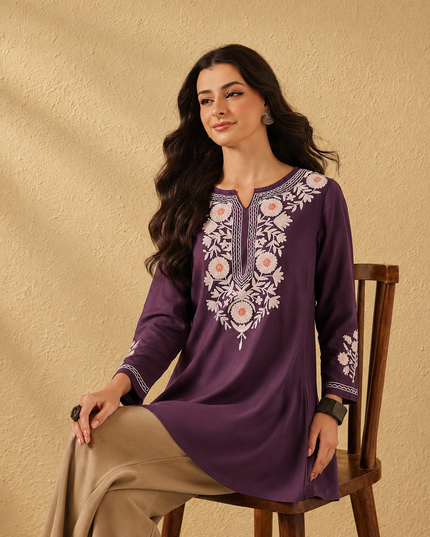 Qazmi Women's Kashmiri A-Line  Flared Kurti