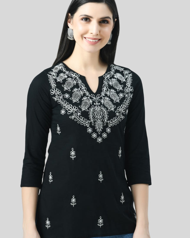 Chikan Short Kurti For Women
