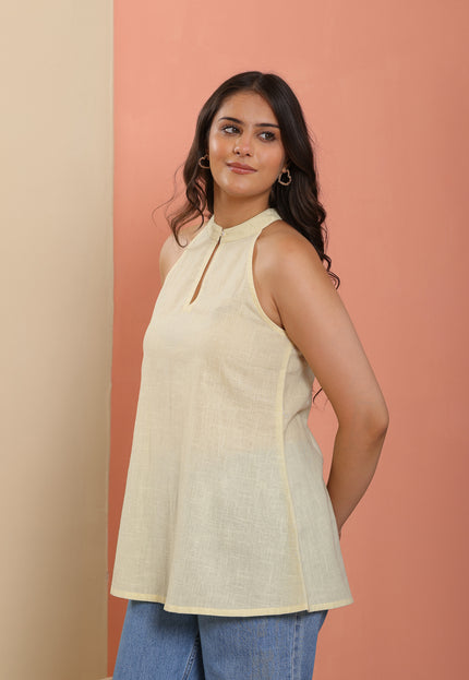 Avira Halter neck Yellow Kurti