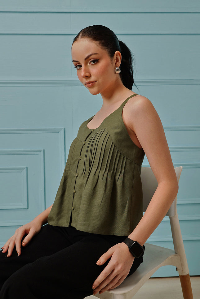 Qazmi Women's Cotton Linen Tank Top