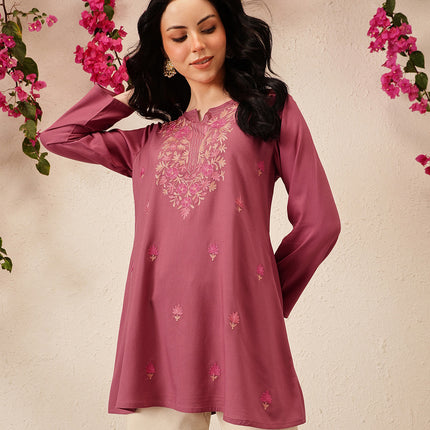 Qazmi Women's Kashmiri A-Line  Flared Kurti