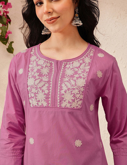 Qazmi Women's Pure Cotton Kashmiri Aari Work White Kurti