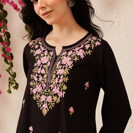 Qazmi Women's Kashmiri A-Line  Flared Kurti