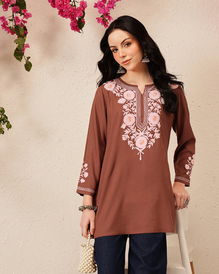 Qazmi Women's Kashmiri A-Line  Flared Kurti