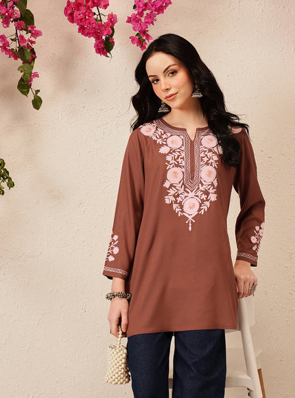 Qazmi Women's Kashmiri A-Line  Flared Kurti