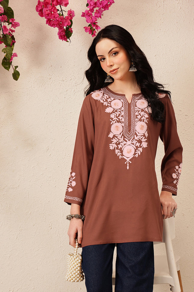 Qazmi Women's Kashmiri A-Line  Flared Kurti