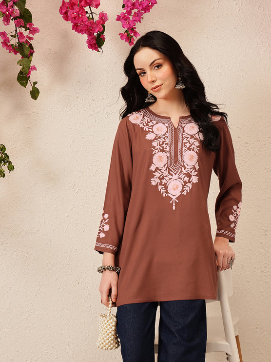 Qazmi Women's Kashmiri A-Line  Flared Kurti