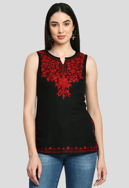 Aari Sleeveless Short Kurti For Women