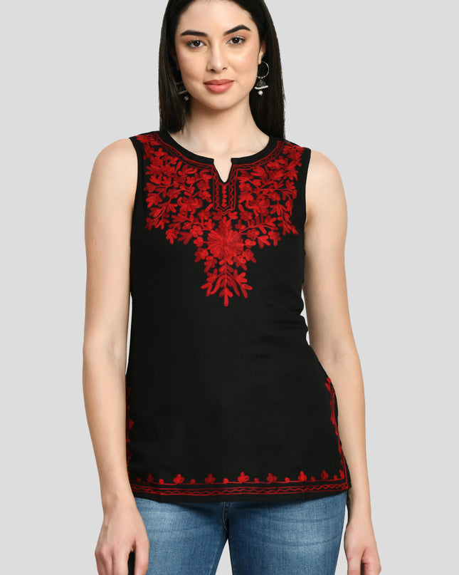 Aari Sleeveless Short Kurti For Women