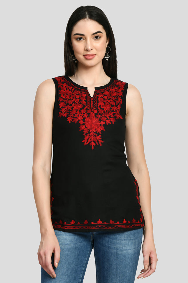 Aari Sleeveless Short Kurti For Women