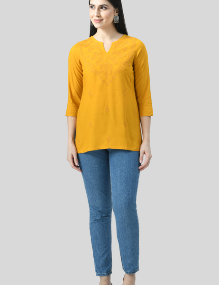 Self Chikan Short Kurti For Women