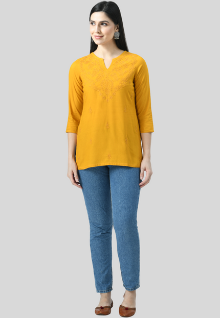 Self Chikan Short Kurti For Women